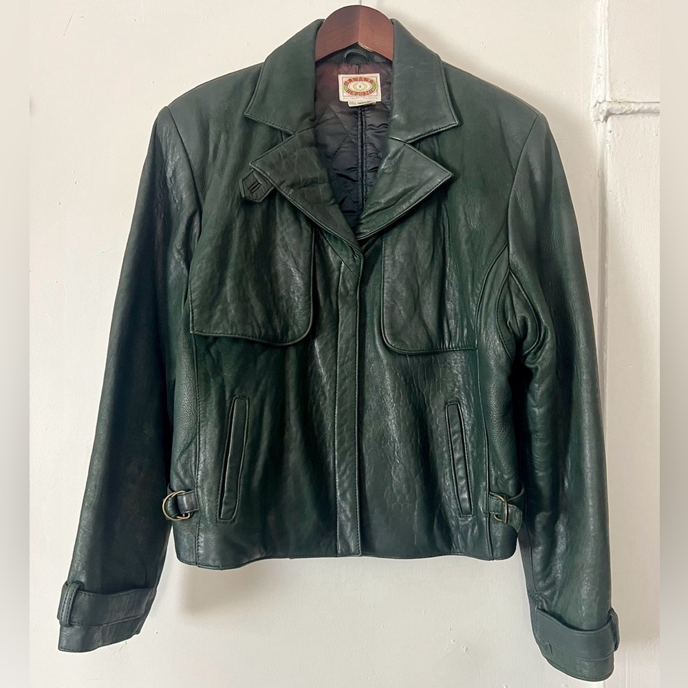 Vintage Butter Soft Genuine Leather Dark Green Jacket by Banana Republic sz 8